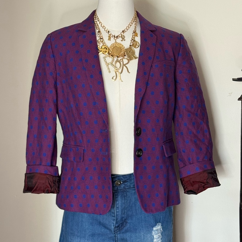 Fossil magenta and blue blazer